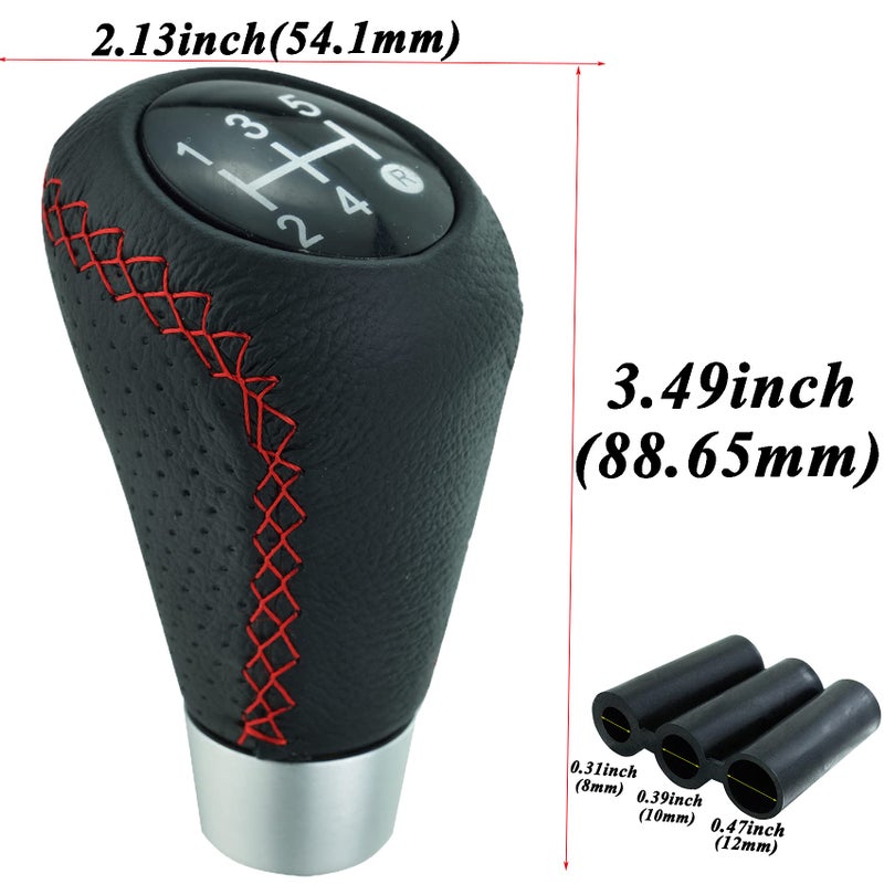 Abfer Shifter Knobs 5 Speed Manual Stick Shifting Handle Leather Gear Shift Knob for Car Motor Vehicles, Black - Image 3